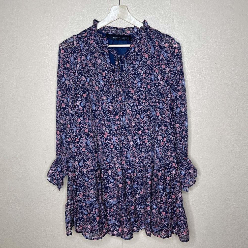 Code x Mode Mixed Floral Boho Long Sleeve Flowy Dress Size XS